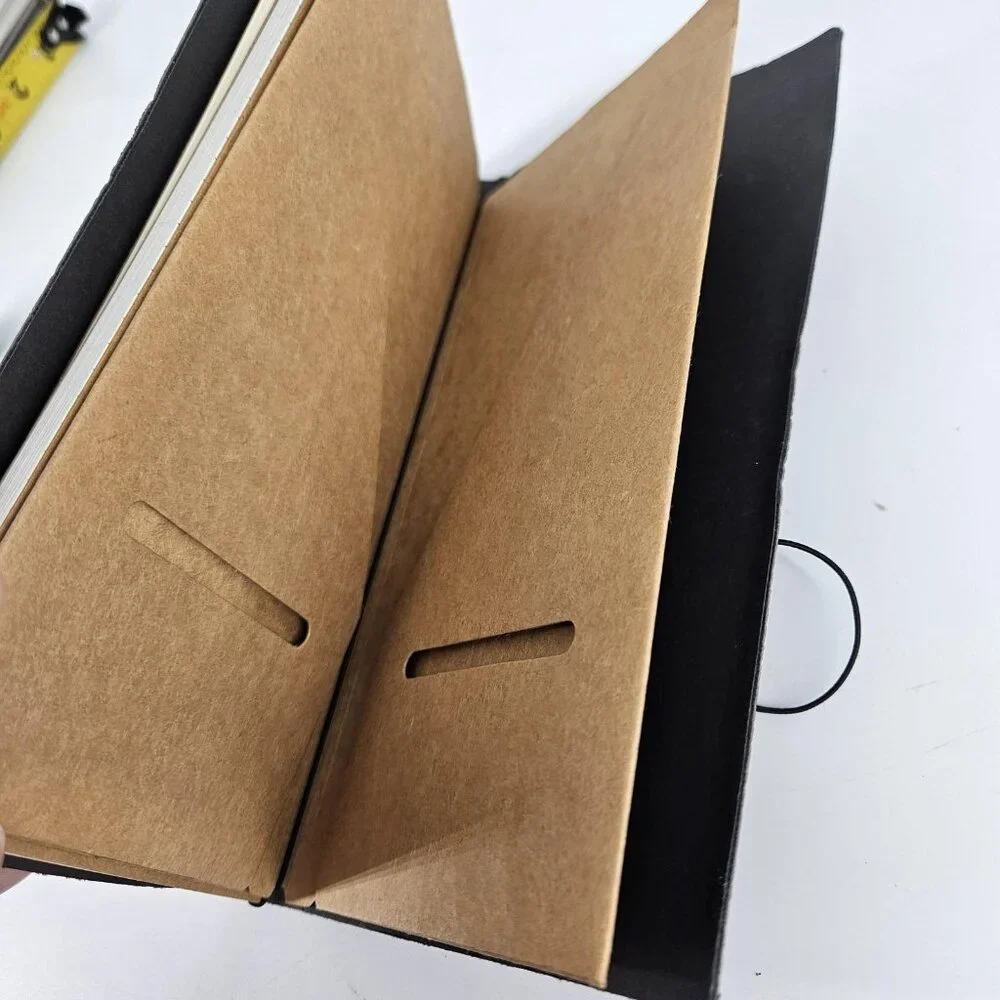 Black Faux Leather Travel Journal Notebook Planner Refillable Inserts Cover
